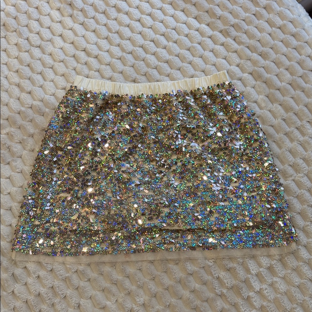 Crewcuts Iridescent Sequin Mini Skirt in Gold and Silver